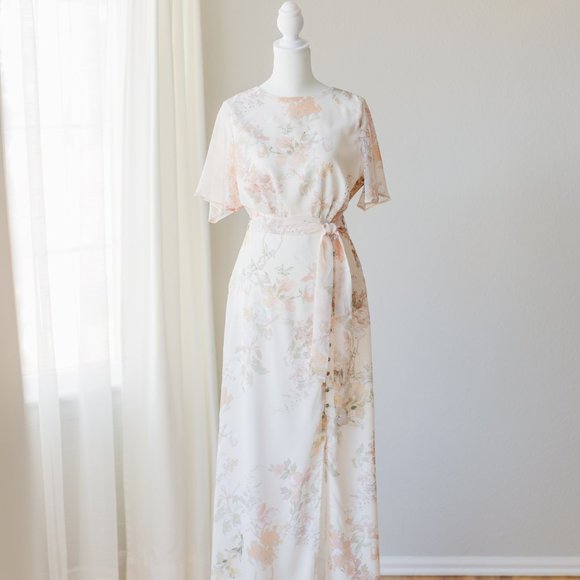 Hope & Ivy draped back maxi dress in peach floral - Picture 7 of 11